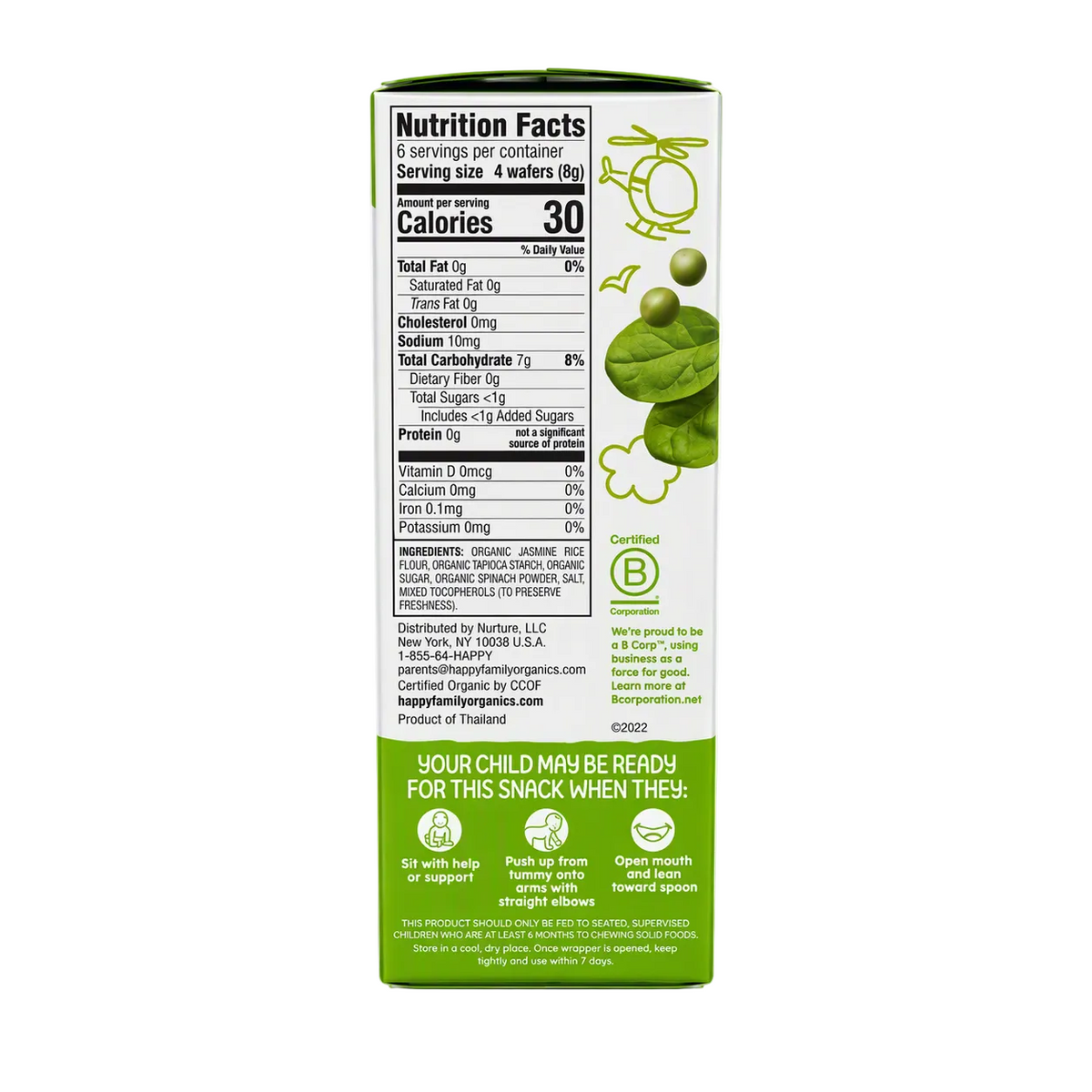 Happy Baby Organic Teethers Pea & Spinach 48g