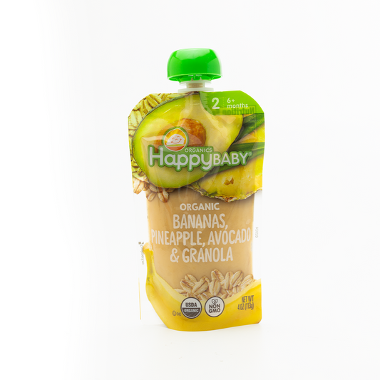 Happy Baby Organic Bananas, Pineapple, Avocado & Granola 113g