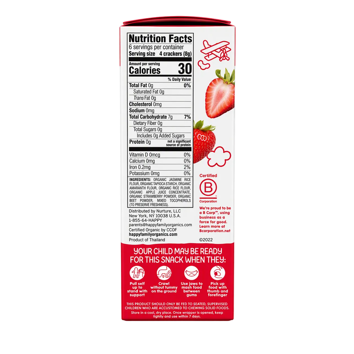 Happy Baby Organic Teether Crackers Strawberry & Beet 48g