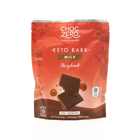 Choc Zero Keto Bark Milk Choco Hazelnut 15 Mini Bars - 170g