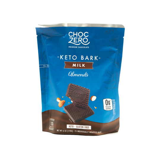 Choc Zero Keto Bark Milk Choco Almonds 15 Mini Bars - 170g