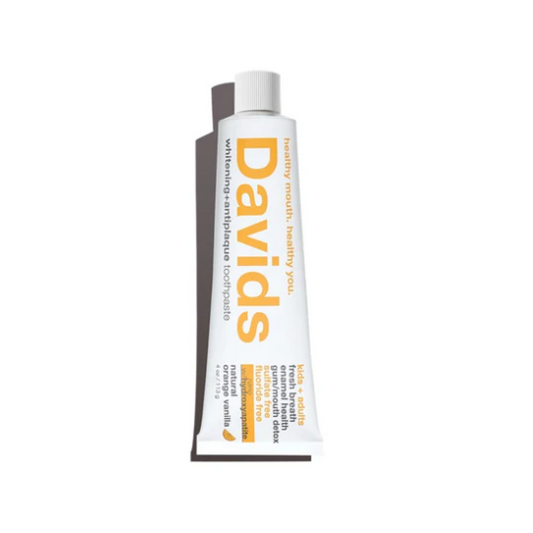 Davids Hydroxi Kids and Adults Whitening and Enamel Health Orange Vanilla Fluoride Free Toothpaste 113g