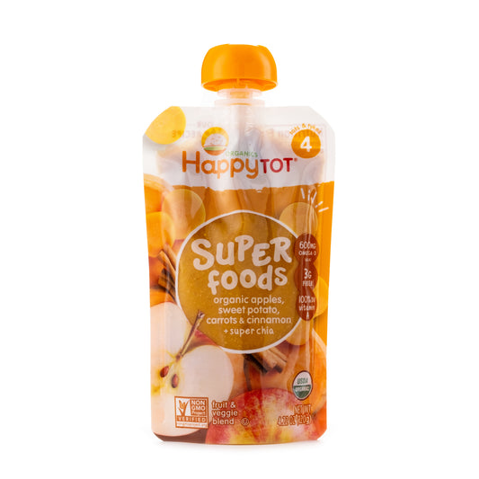 Happy Tot Super Foods Apples, Sweet Potato, Carrots & Cinnamon + Super Chia 120g
