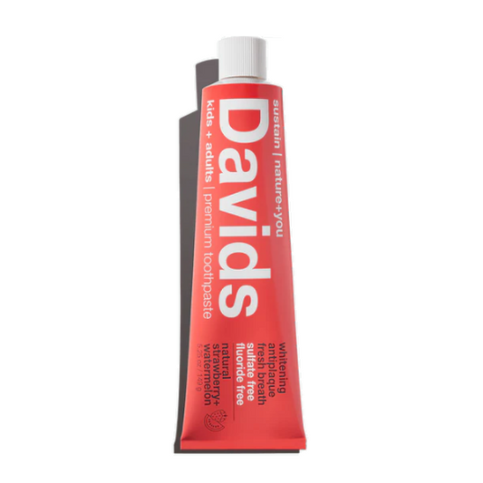 Davids Kids and Adults Whitening and Antiplaque Strawberry Watermelon Fluoride Free Toothpaste 149g