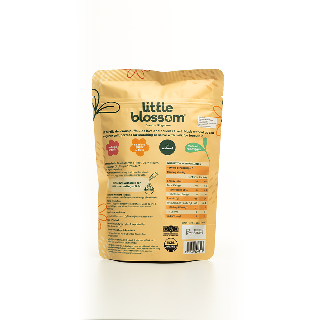 Little Blossom Organic Brown Rice Pumpkin Puffs 40g