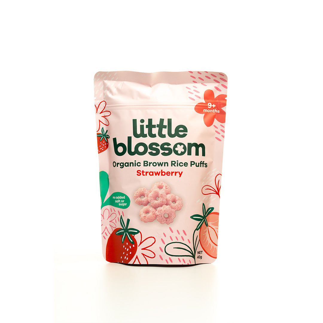 Little Blossom Organic Brown Rice Strawberry Puffs 40g