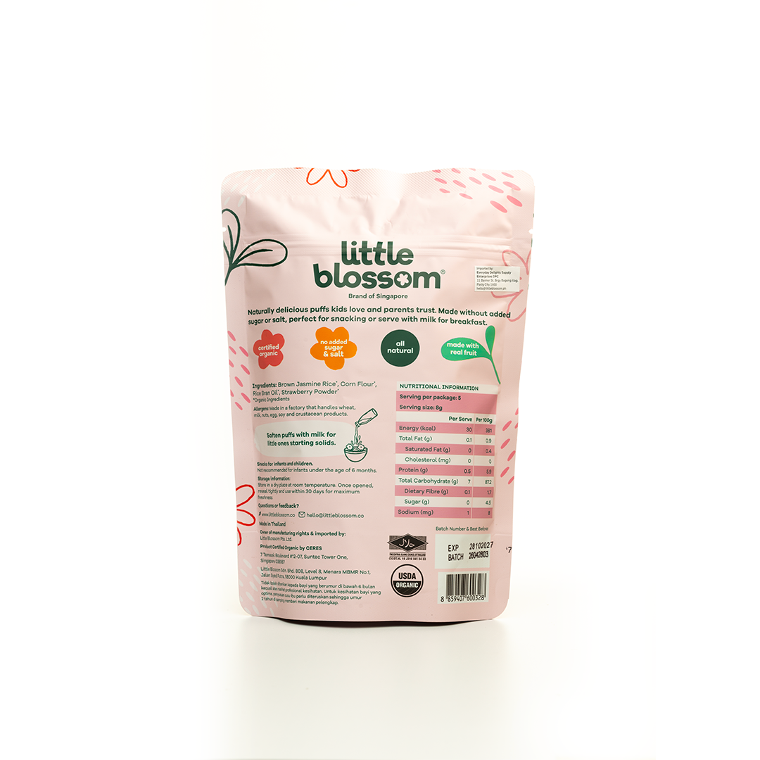 Little Blossom Organic Brown Rice Strawberry Puffs 40g