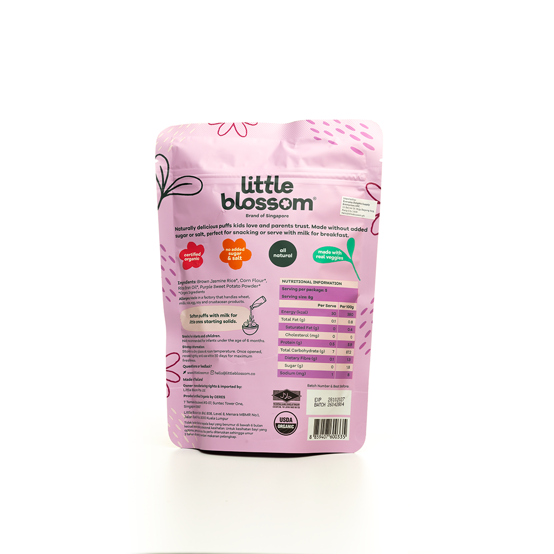 Little Blossom Organic Brown Rice Sweet Potato Puffs 40g