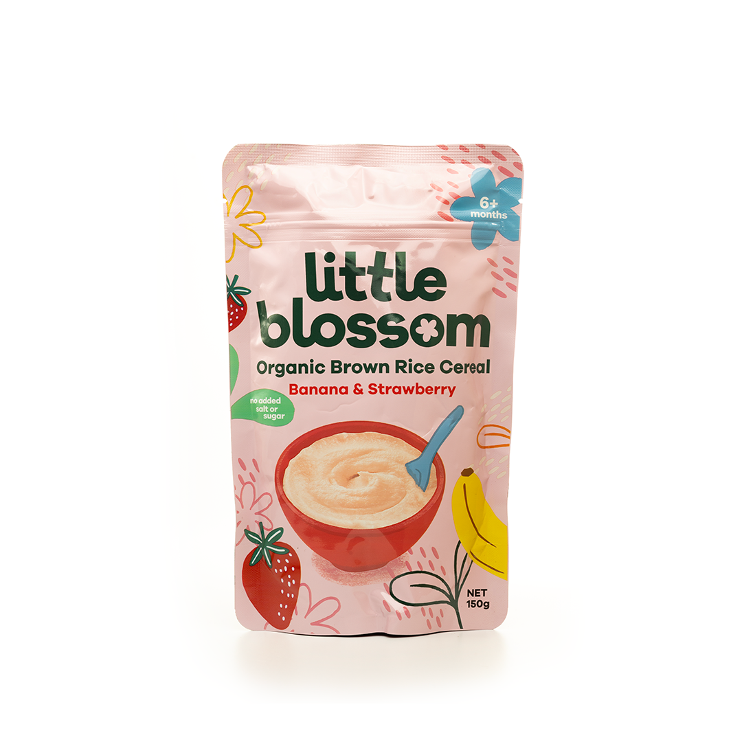 Little Blossom Organic Brown Rice Banana and Strawberry Cereal 150g