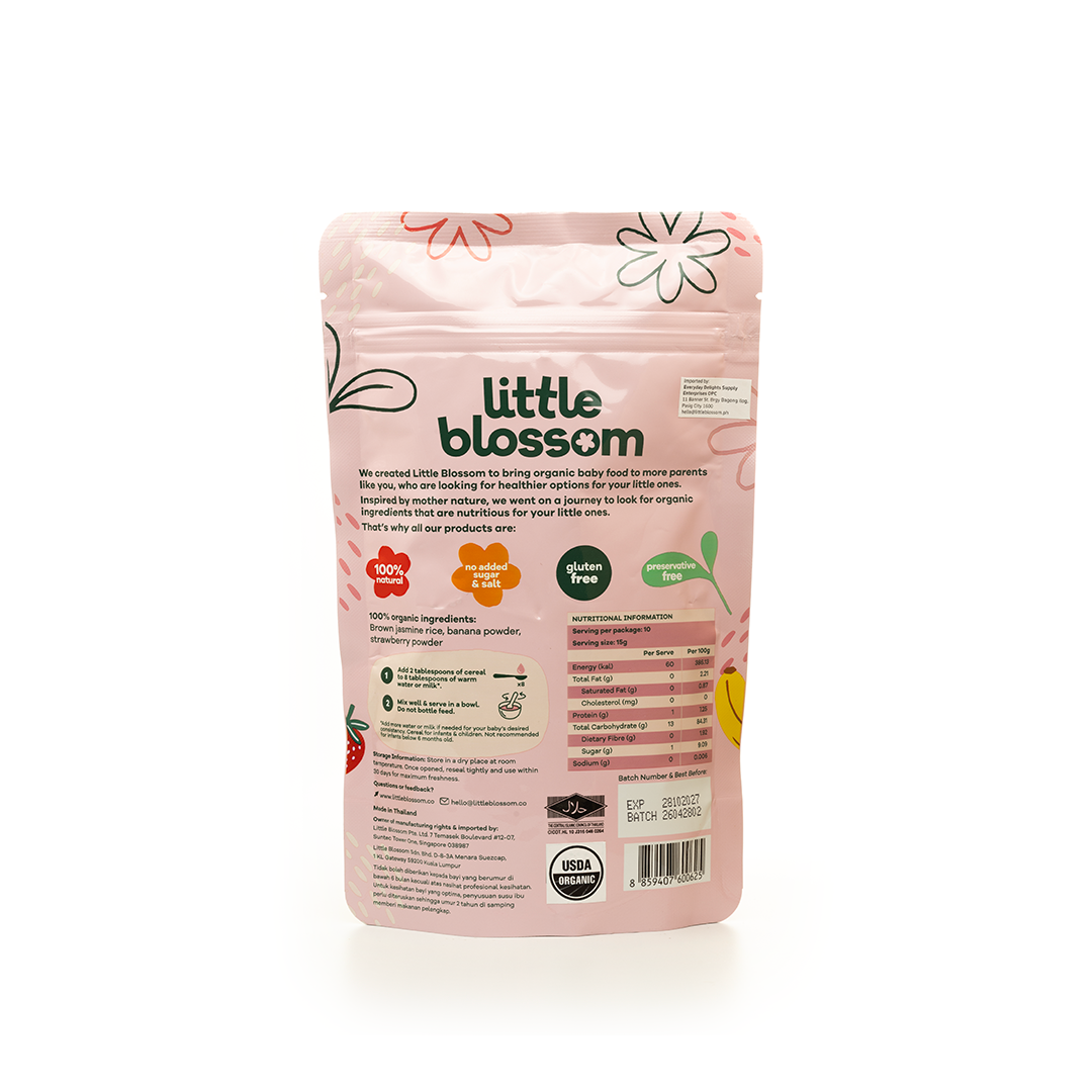 Little Blossom Organic Brown Rice Banana and Strawberry Cereal 150g