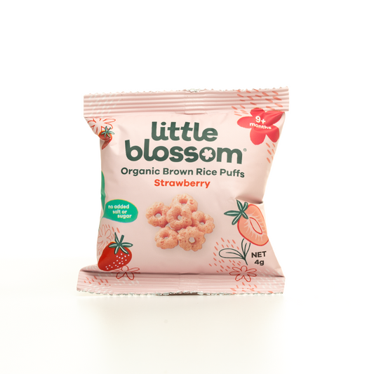 Little Blossom Mini Organic Brown Rice Strawberry Puffs 4g