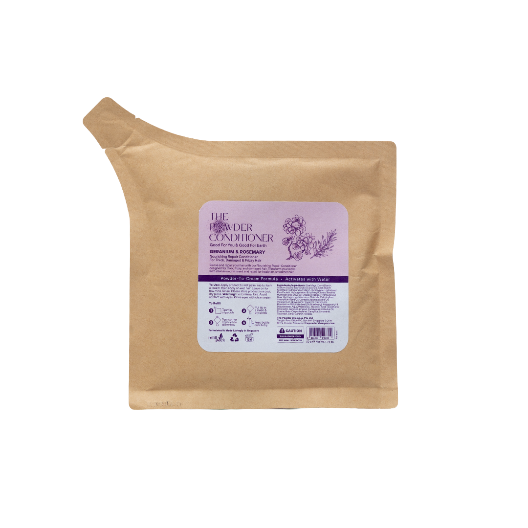 The Powder Conditioner Geranium and Rosemary Nourishing for Thick Damaged Frizzy Hair Refill 50g