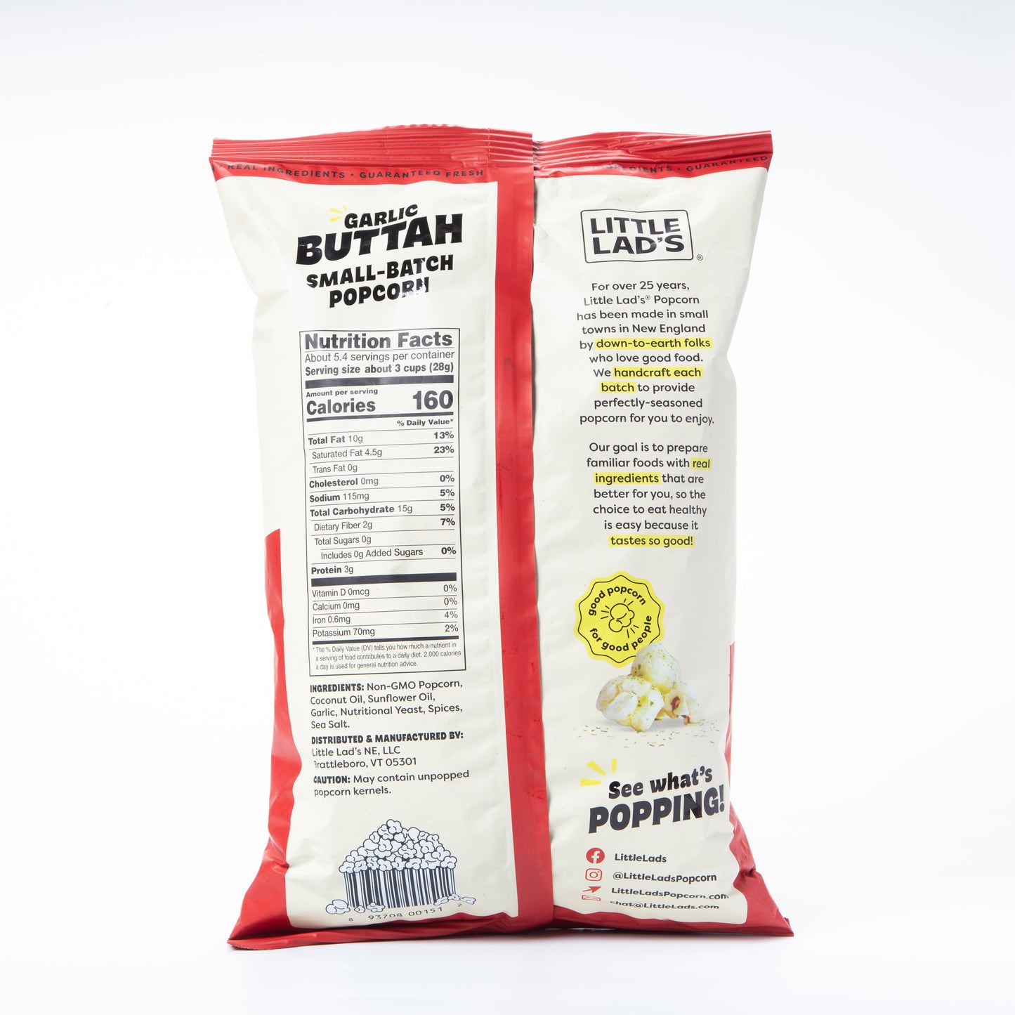 Little Lad's Garlic Buttah Popcorn 153g