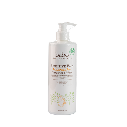 Babo Botanicals Sensitive Baby Shampoo & Wash Fragrance Free 473ml