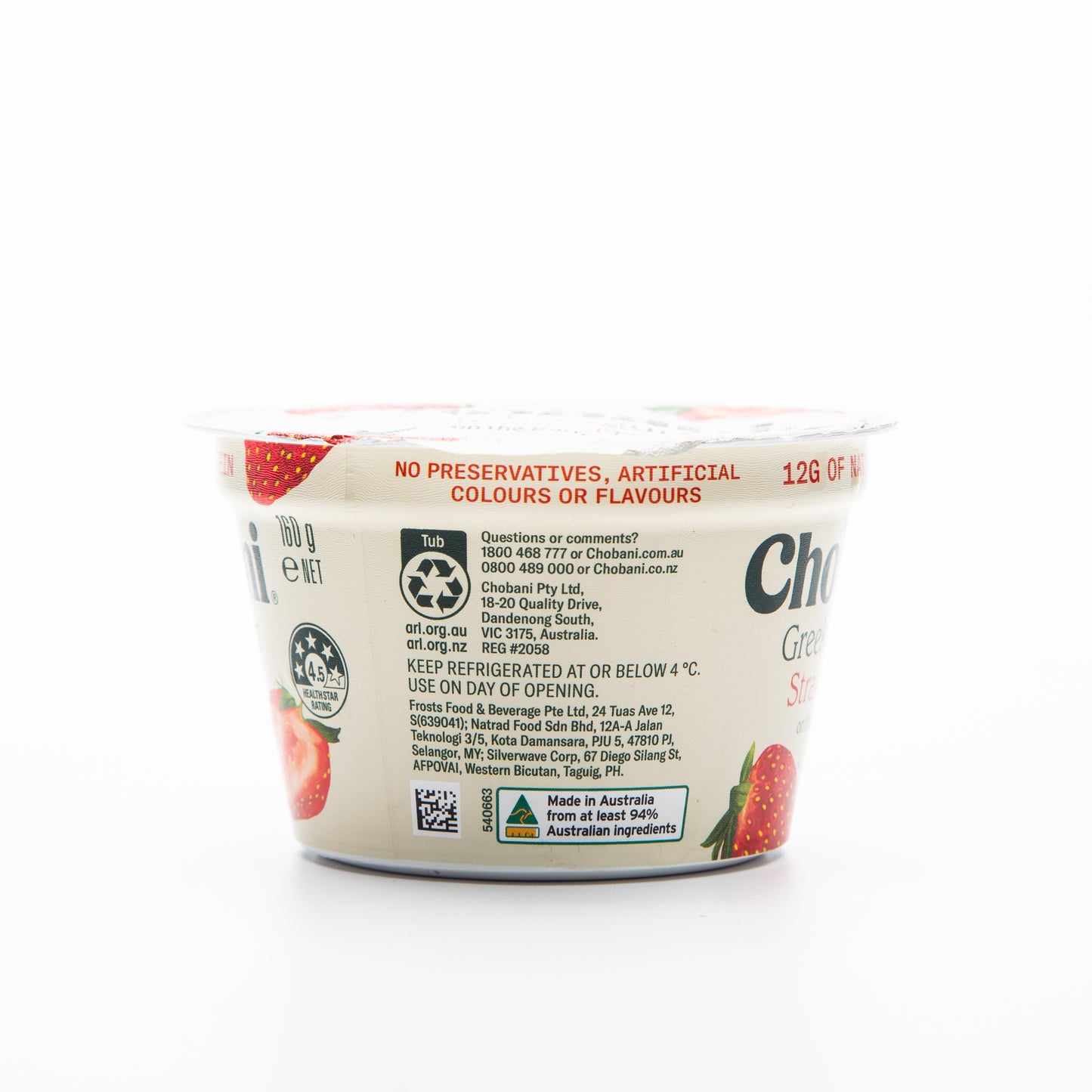 Chobani Strawberry on the Bottom Greek Yogurt 160g