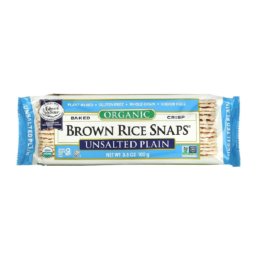 Edward & Sons Gluten-Free Unsalted Plain Brown Rice Snaps 100g