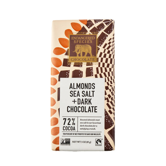 Endangered Species Chocolate Almonds Sea Salt + Dark Chocolate 72% Cocoa 85g