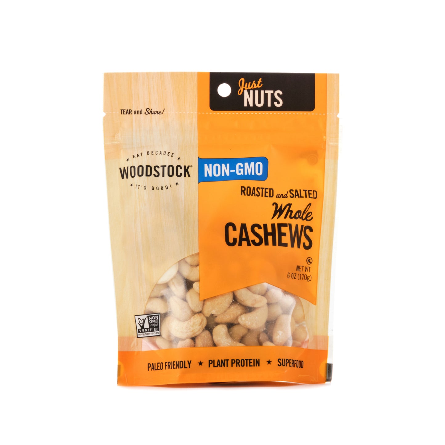 Woodstock Farms Roasted & Salted Whole Cashews 170g