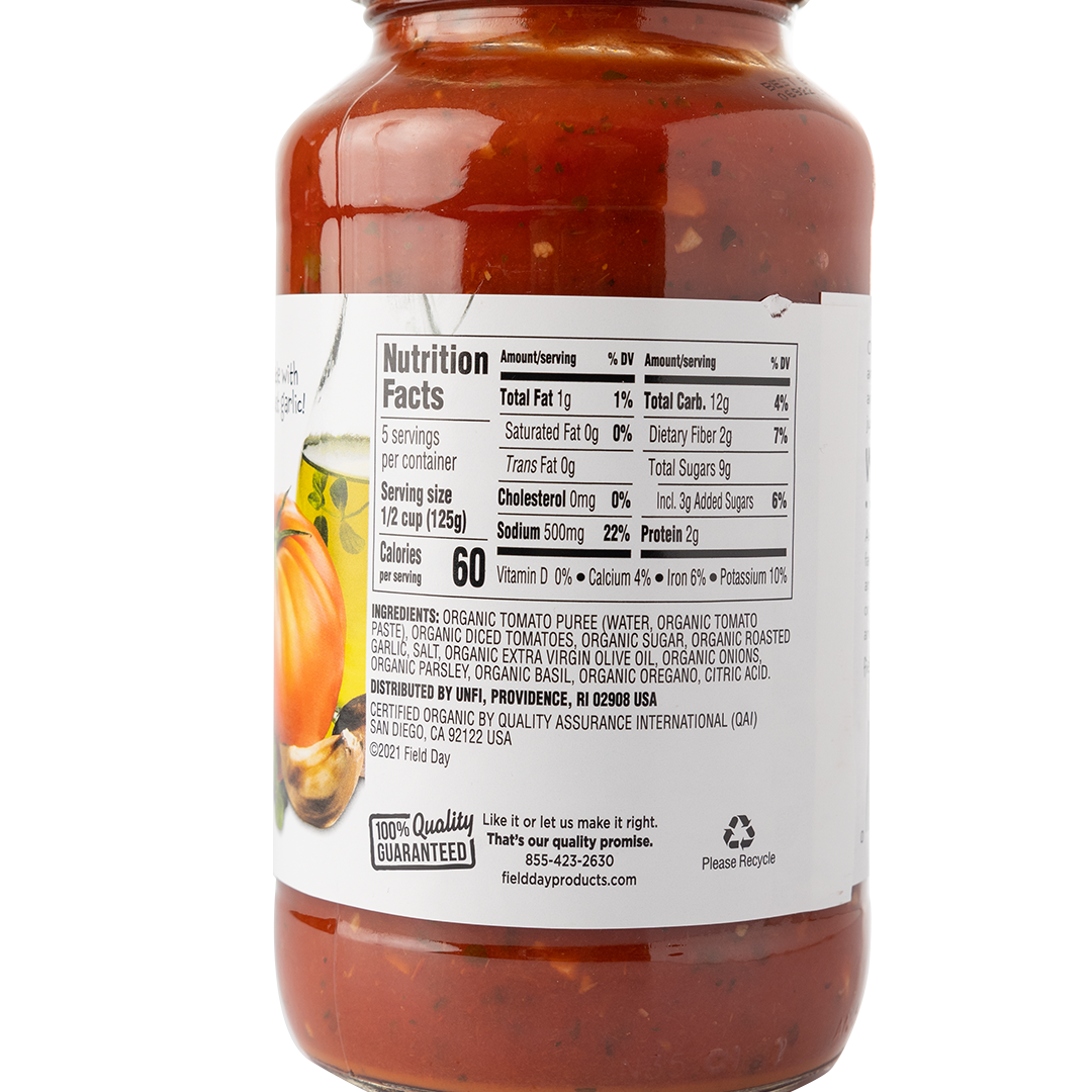 Field Day Organic Roasted Garlic Pasta Sauce 680g Healthy Options 4919