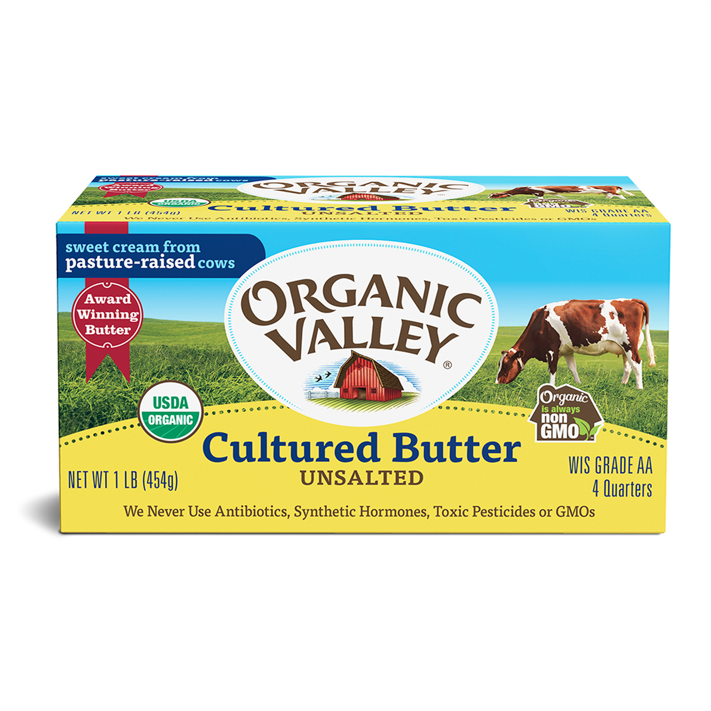 Chilled Organic Valley Unsalted Cultured Butter 454g