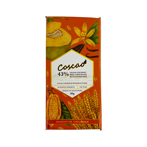 Coscao Vegan Coconut Milk Chocolate with Puffed Rice 43% Cocoa 80grams