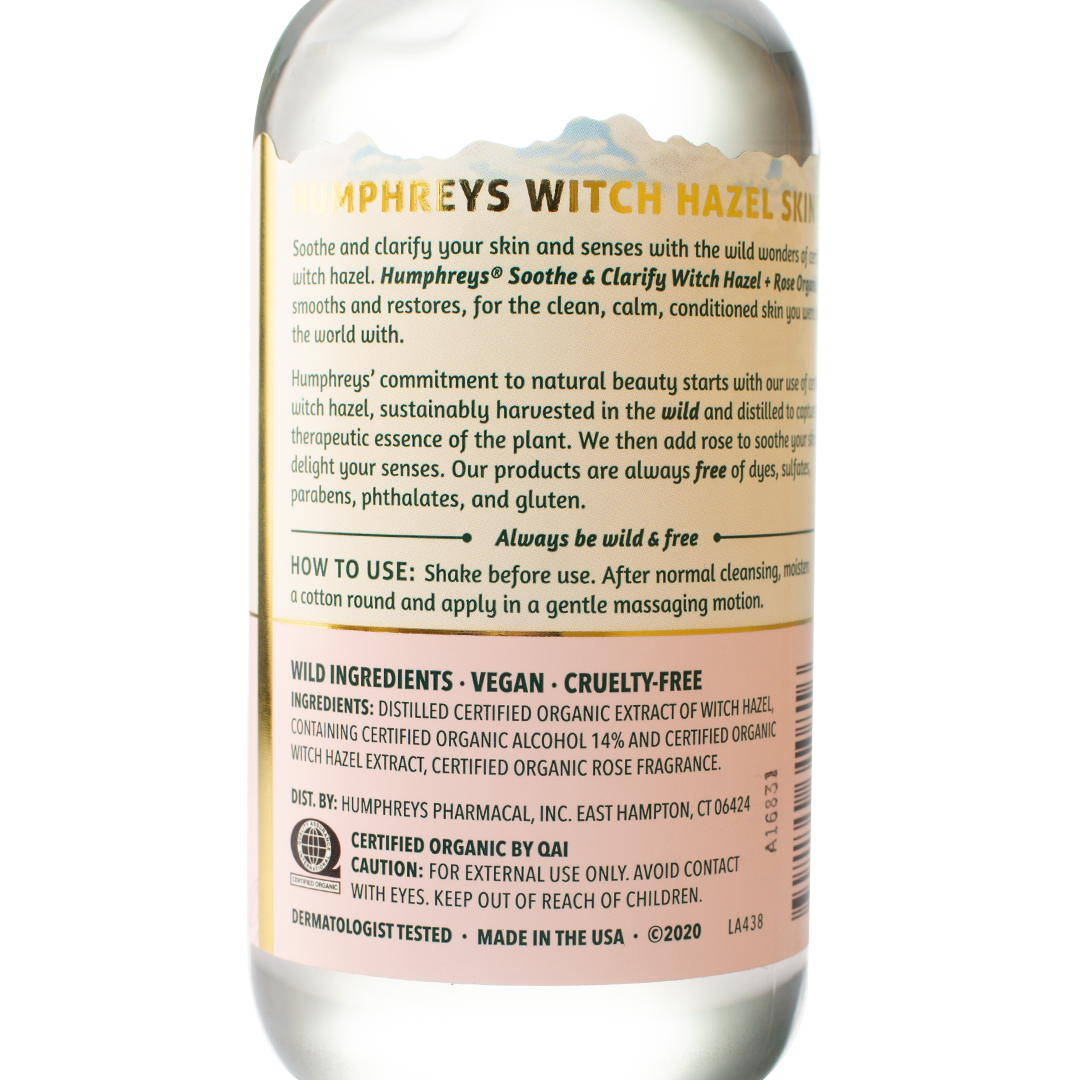 Humphreys Witch Hazel Organic Toner Soothe and Clarify with Rose 237ml
