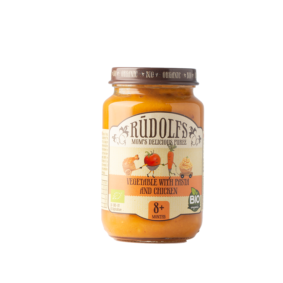 Rudolfs Organic Vegetable with Pasta & Chicken Puree 8+ Months Stage 3 ...