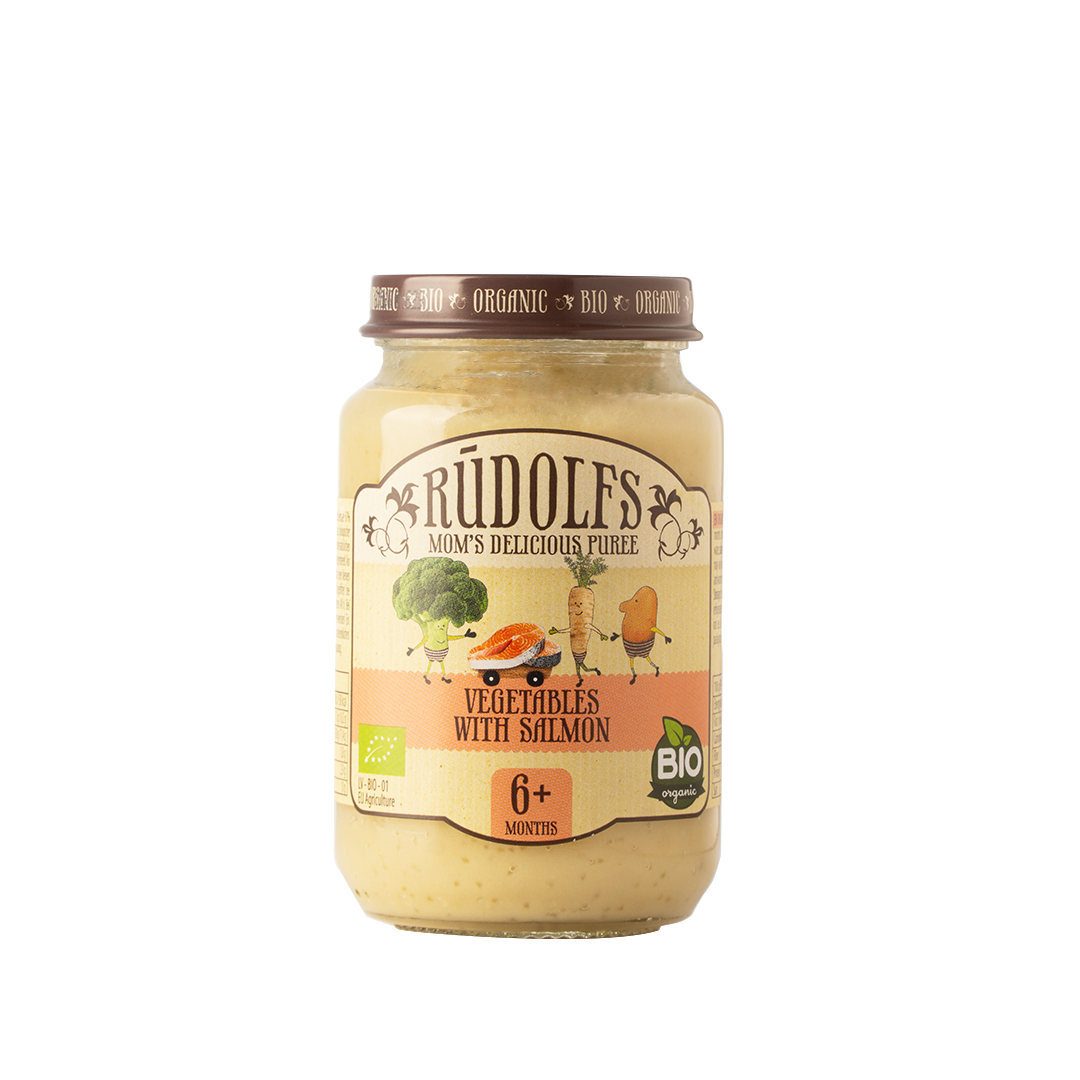 Rudolfs Organic Vegetable with Salmon Puree 6+ Months Stage 2 190g