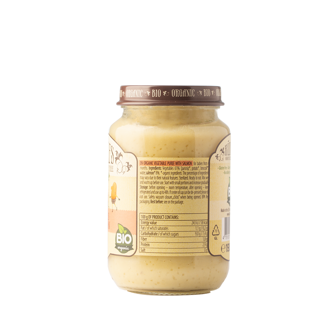 Rudolfs Organic Vegetable with Salmon Puree 6+ Months Stage 2 190g