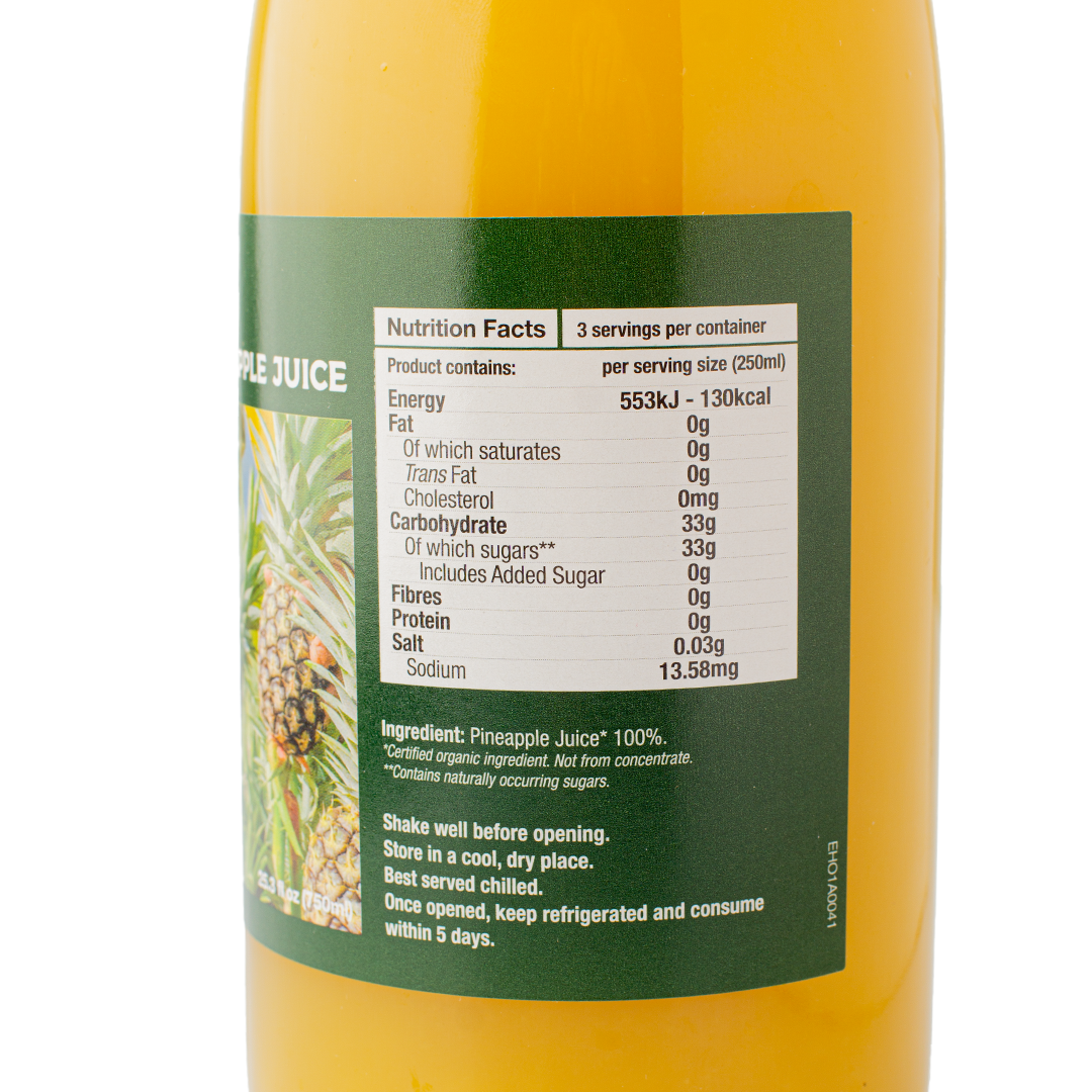 Healthy Options Organic Pineapple Juice 750ml