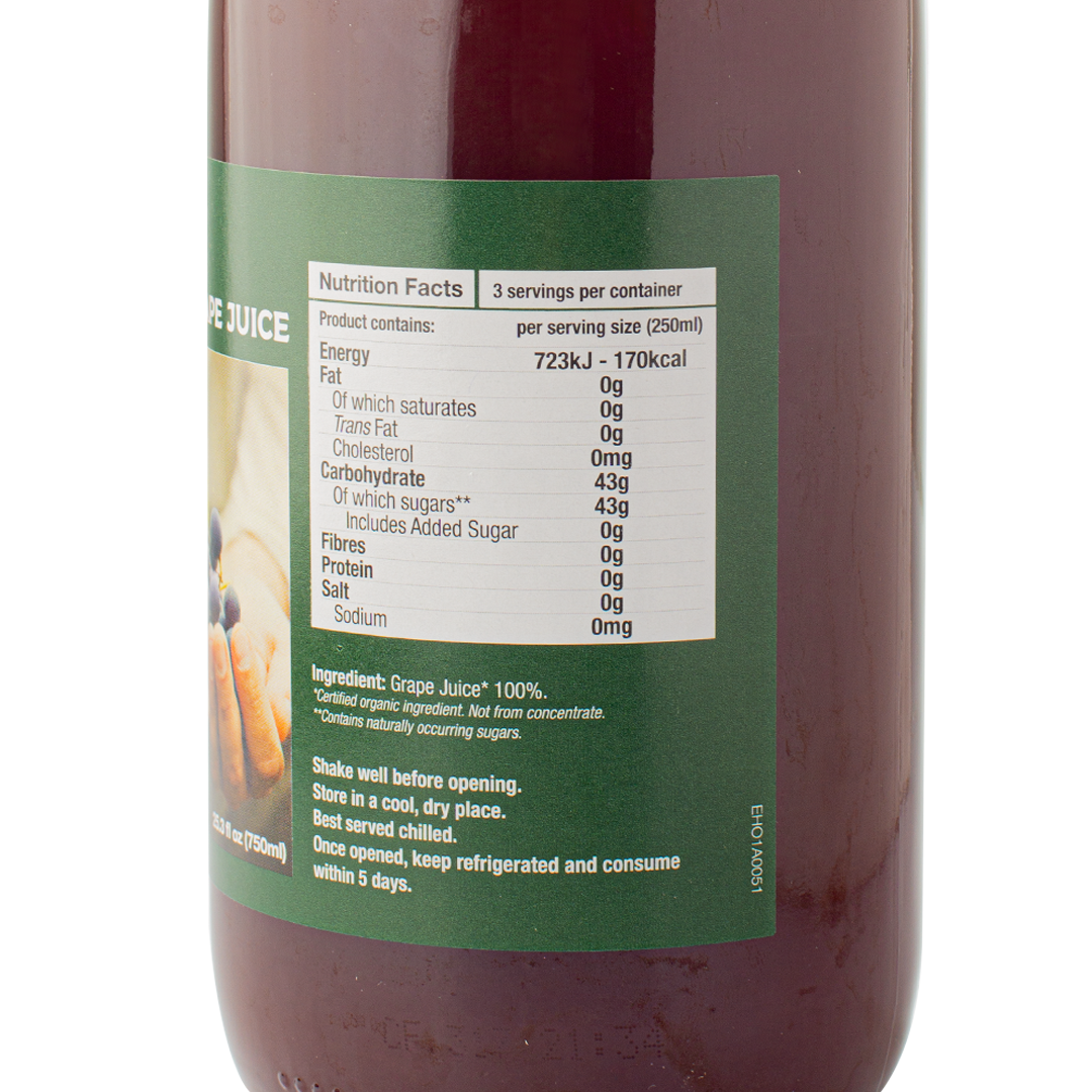 Healthy Options Organic Red Grape Juice 750ml
