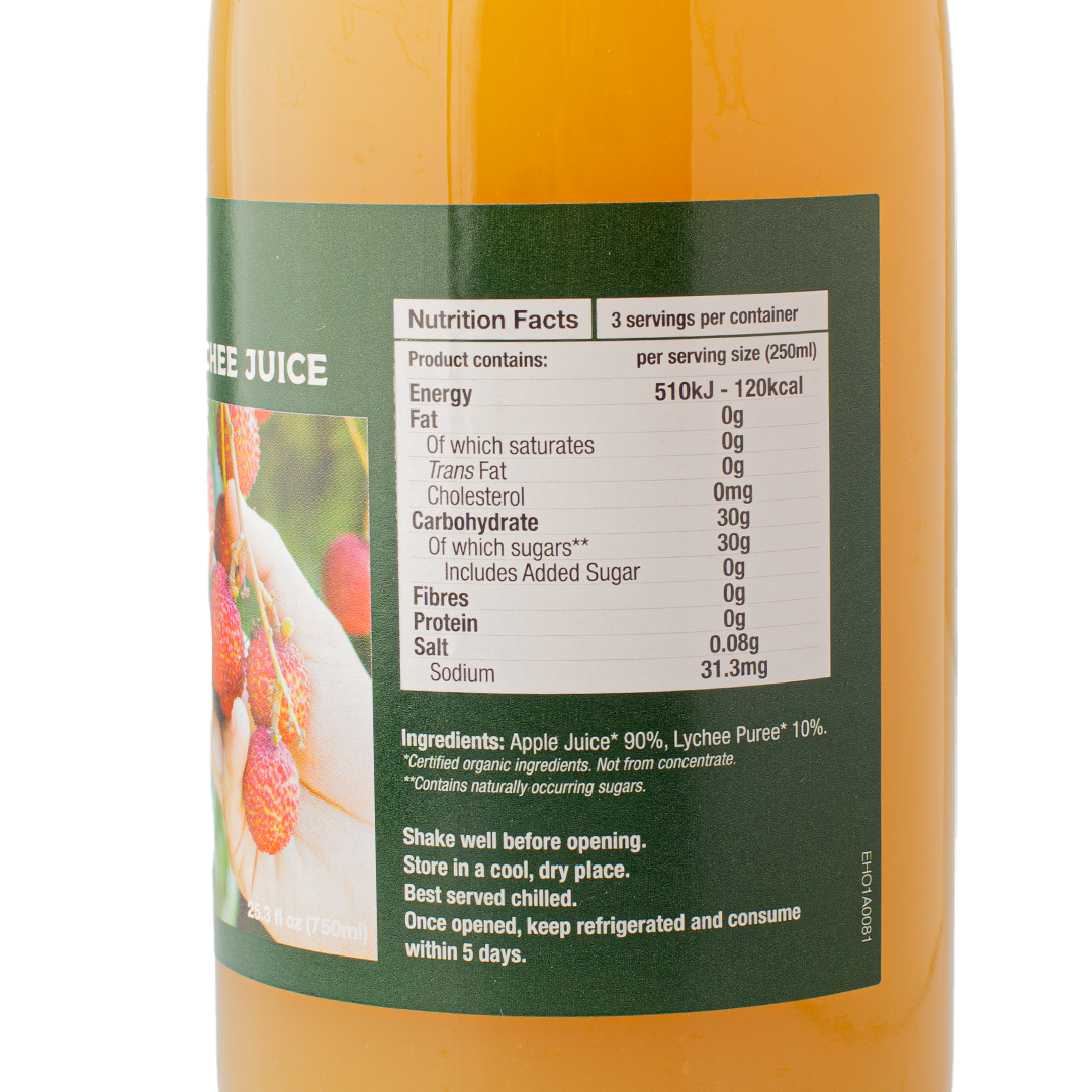 Healthy Options Organic Apple Lychee Juice 750ml