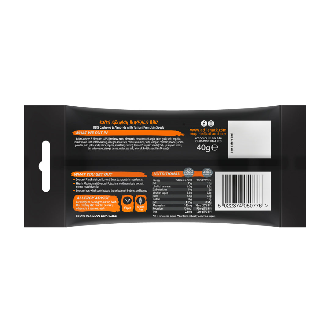Acti-Snack Protein on the Go Keto Crunch Buffalo BBQ 40g