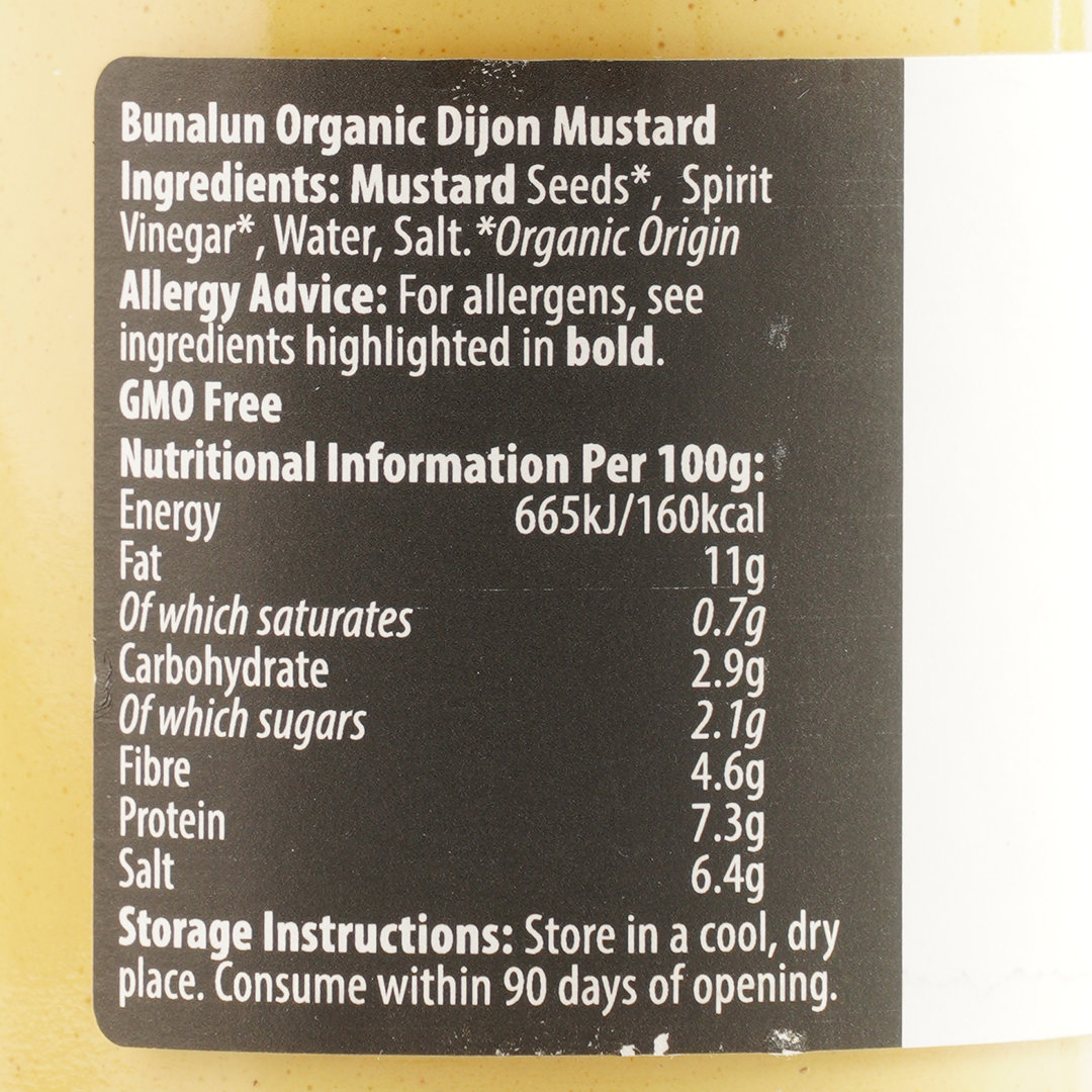 Bunalun Organic Dijon Mustard 200g