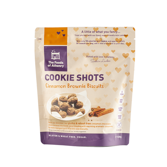Foods of Athenry Cookie Shots Cinnamon Brownie Biscuits 120g