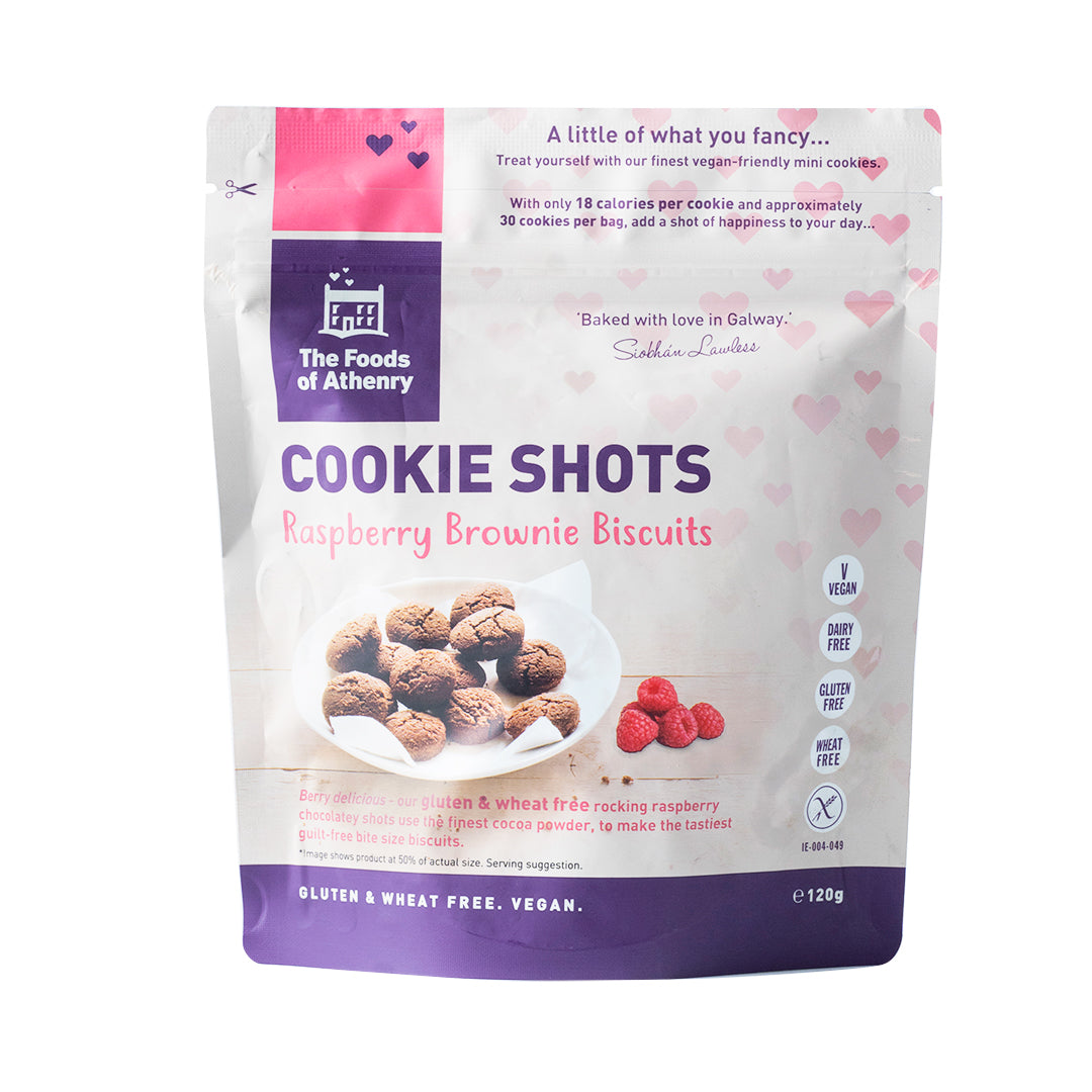The Foods of Athenry Cookie Shots Raspberry Brownie Biscuits 120g