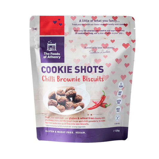 The Foods of Athenry Cookie Shots Chilli Brownie Biscuits 120g
