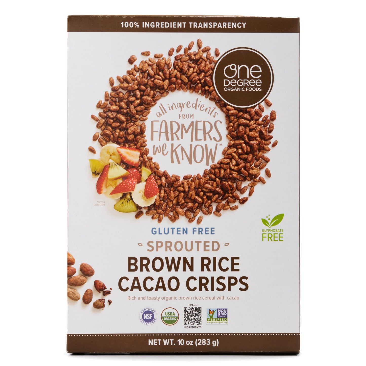 One Degree Organic Brown Rice Cacao Crisps Cereal 283g