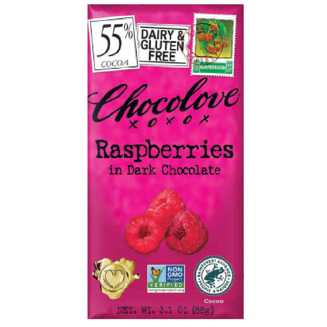 Chocolove Raspberry Dark Chocolate Bar 55% Cocoa 88g