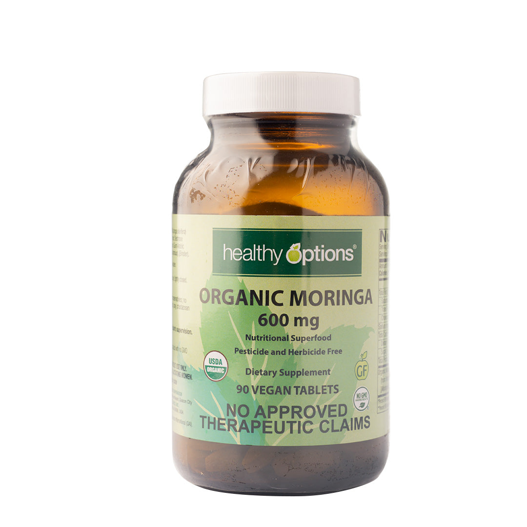Healthy Options Organic Moringa 600mg 90 Vegan Tablets