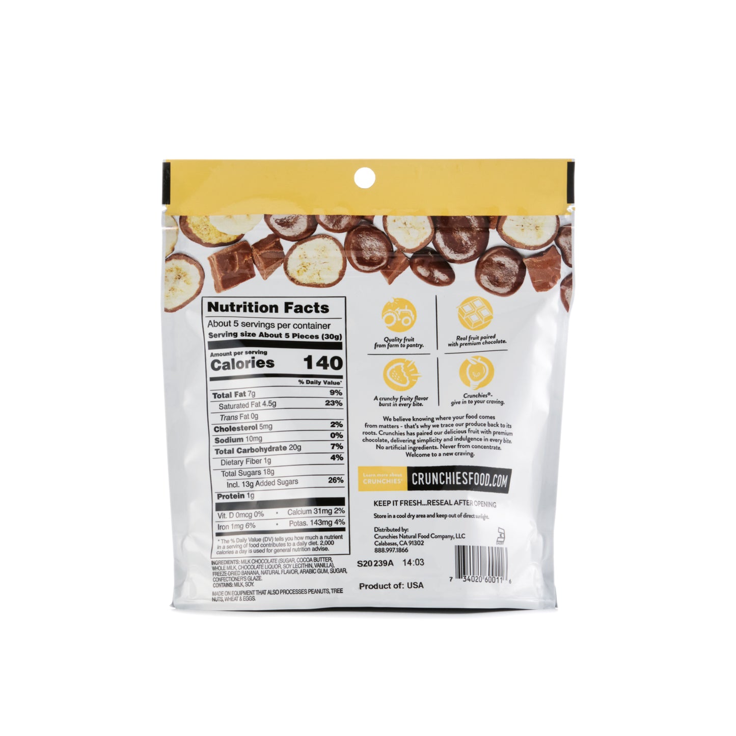 Crunchies Freeze-Dried Bananas in Milk Chocolate 142g