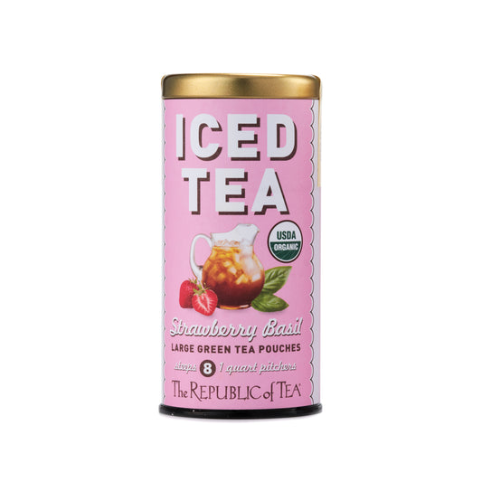 Republic Of Tea Organic Strawberry Basil Green Iced Tea 8 Tea Bags