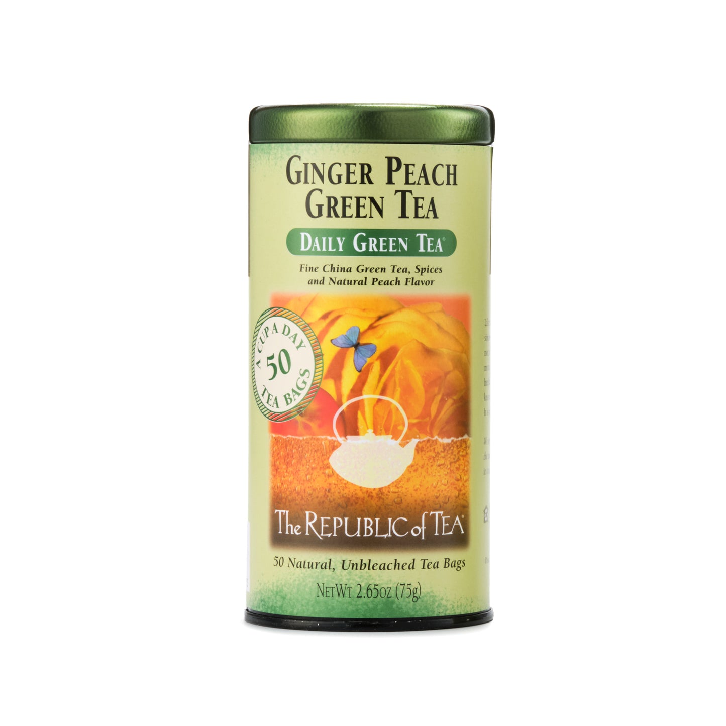 Republic Of Tea Ginger Peach Green Tea 50 Tea Bags