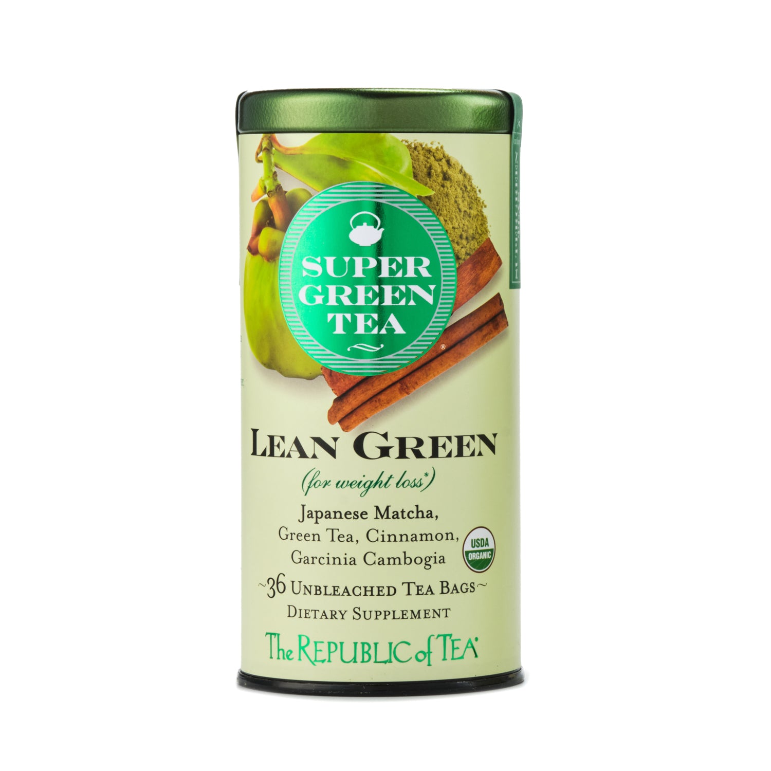 Republic of Tea Organic Super Green Tea Lean Green 36 tea bags ...