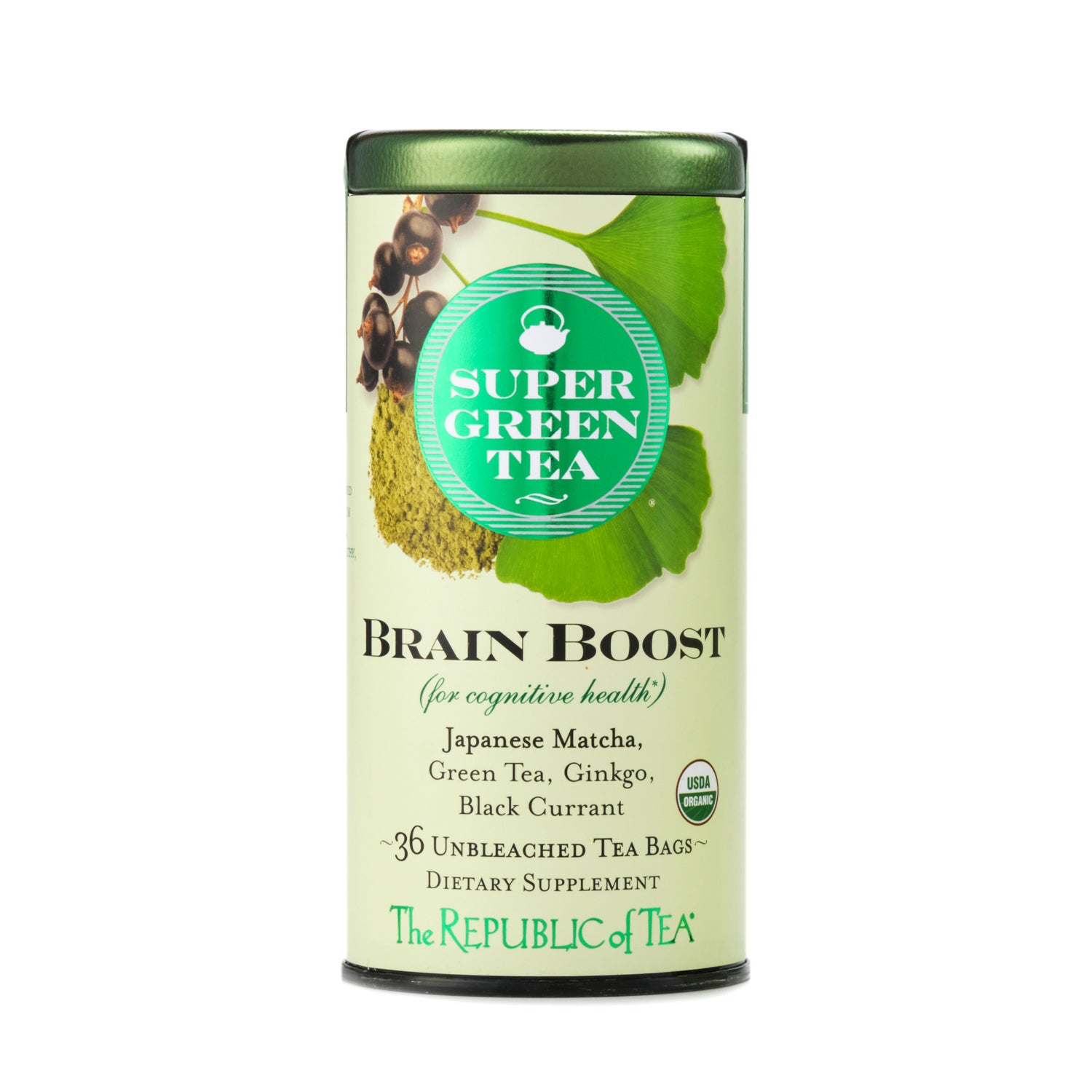 Republic of Tea Organic Brain Boost SuperGreen Tea 36 tea bags ...