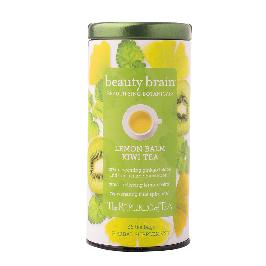 The Republic of Tea Beauty Brain Lemon Balm Kiwi Tea 36 Tea Bags