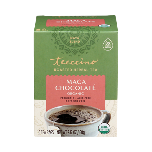 Teeccino Roasted Herbal Tea Maca Chocolate Dark Roast 10 tea bags