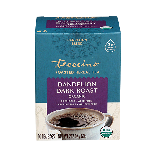 Teeccino Roasted Herbal Tea Dandelion Dark Roast 10 tea bags