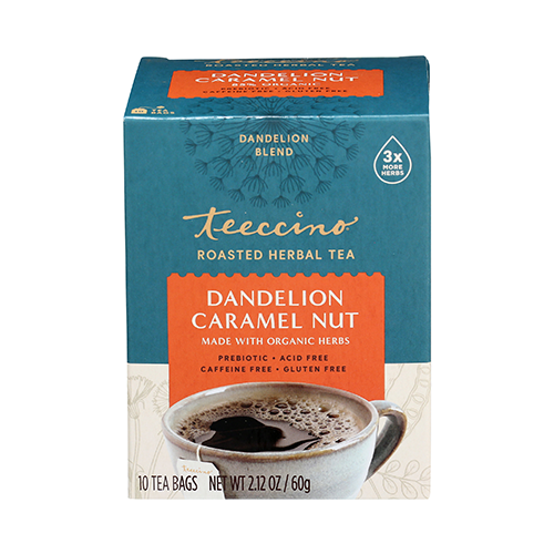 Teeccino Roasted Herbal Tea Dandelion Caramel Nut 10 tea bags