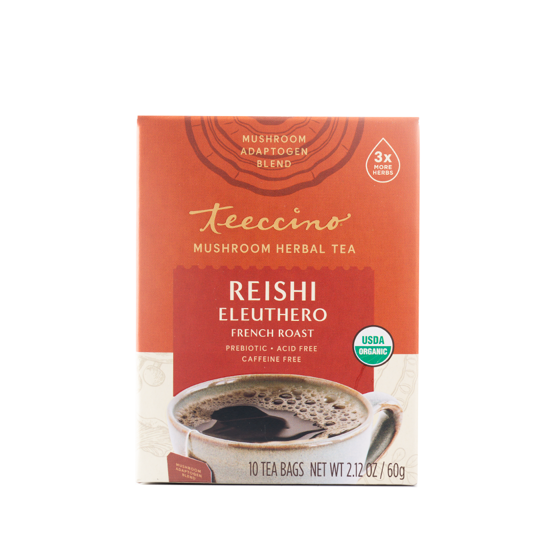 Teeccino Mushroom Herbal Tea Reishi Eleuthero 10 Tea Bags